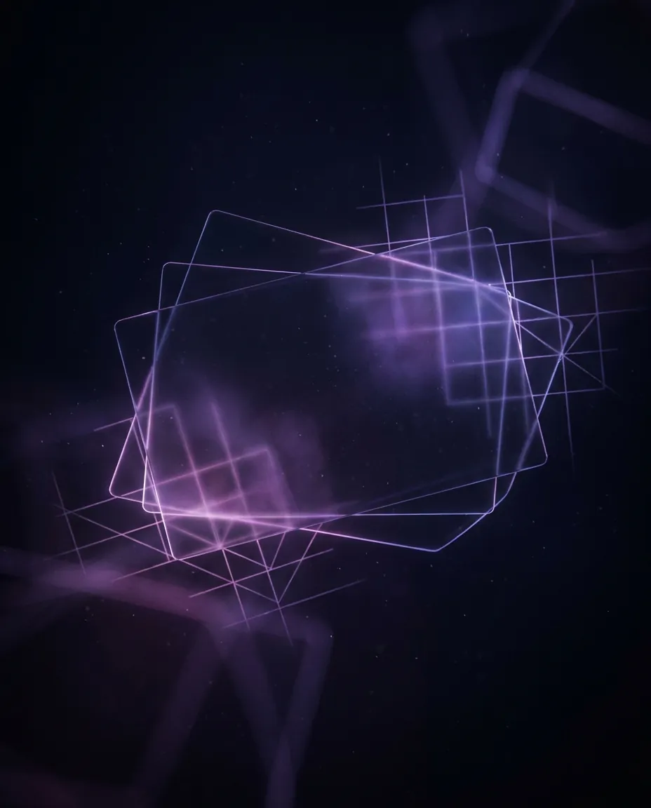 Abstract visualization of floating glass interface panels